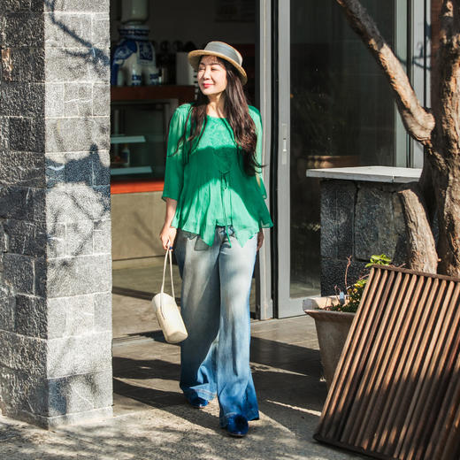 【林栖设计小店】（现货）真丝衫拼飞片盘绳绣花优雅多色2025春夏新品长袖上衣女1952012 商品图6