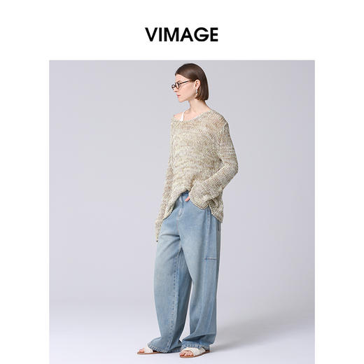 VIMAGE纬漫纪宽松慵懒气质毛衣针织衫2025春季新款V2301920 商品图3