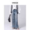 VIMAGE纬漫纪秋季新款高腰直筒休闲时尚显瘦牛仔裤V2205814 商品缩略图0