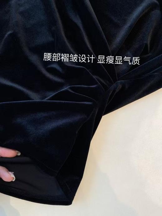 显瘦丝绒侧衣襟捏褶V领OL小性感丝绒衫 商品图7