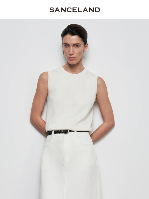 三石一澜夏季丝绵毛衫背心 商品图2