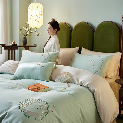 多喜爱 60支全棉轻奢贡缎红楼梦系列套件 四件套 蝶舞花趣 商品图6