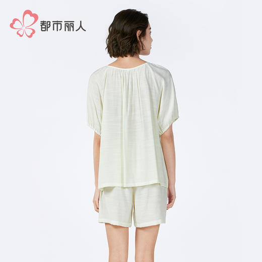 都市丽人生活家居女士梭织棉短袖套装薄麻麻纱短袖类LHH2D8 商品图3