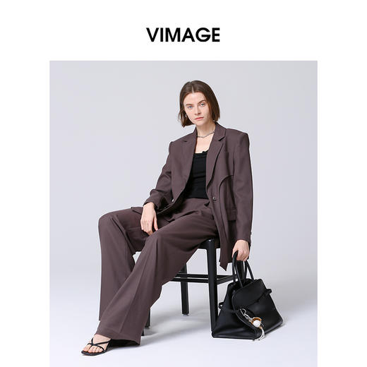VIMAGE纬漫纪秋季新款修身显瘦百搭直筒西装裤子V2005611 商品图3