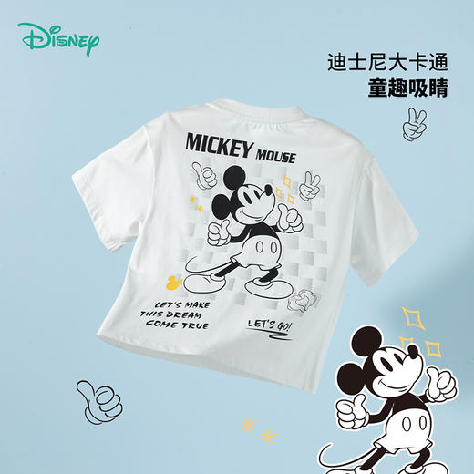 迪士尼夏季男童米奇潮流印花短袖纯棉运动休闲凉感T恤ZD2ES028* 商品图3