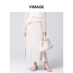 VIMAGE纬漫纪高腰及踝长裙舒适a字半身裙2025春季新款V2306908