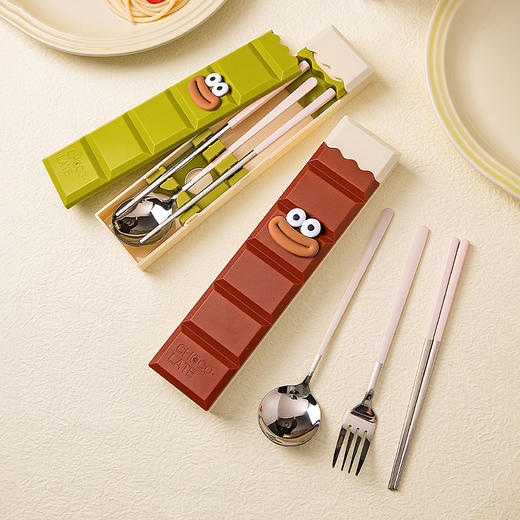 摩登主妇筷子勺子餐具套装一人用学生便携式餐具筷勺三件套收纳盒 商品图2