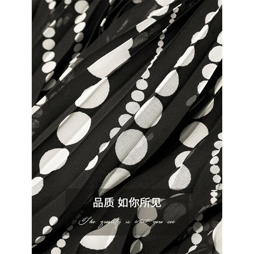 COCOBELLA度假风不规则下摆波点半身裙女飘逸百褶长裙HS7041 商品图4