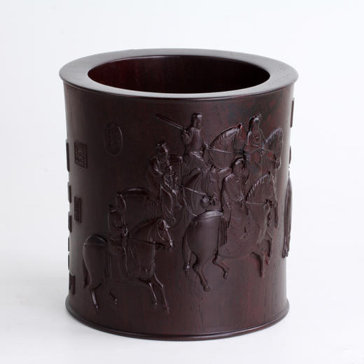 虢国夫人游春图°黑檀大笔筒 商品图1