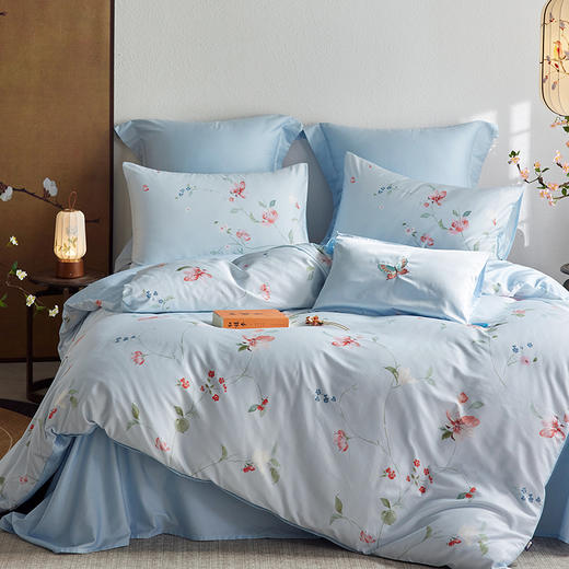 多喜爱 60支全棉轻奢贡缎红楼梦系列套件 四件套 月下棠花 商品图0