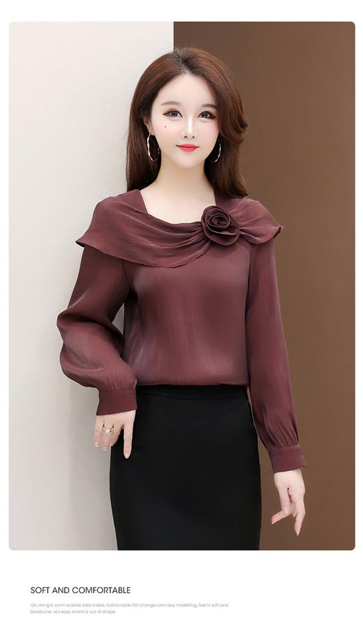 春夏新款气质穿搭玫瑰花设计洋气雪纺衫QYM-YJ-25DA15-L 商品图0