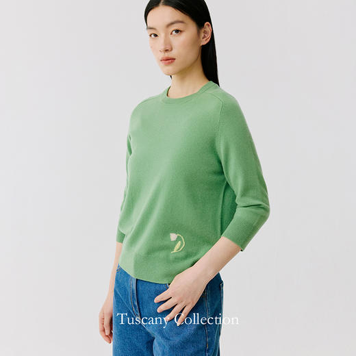东黎 • 托斯卡纳系列之一朵晴 山羊绒女士圆领套衫 5022 商品图5