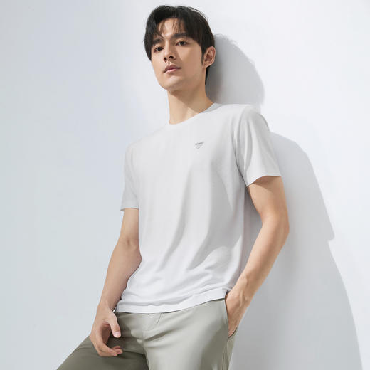 【锦氨无缝/满身提花】柒牌短袖T恤男士夏季薄款几何提花圆领上衣128T70950 商品图2