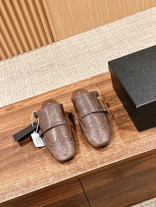 普拉达2025/SS走秀款复古流苏鞋布洛克雕花一脚蹬半拖（HC） 商品图2