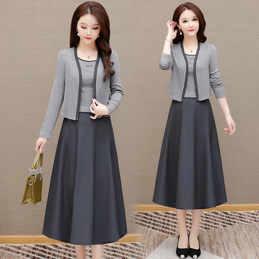 洋气优雅三件套连衣裙，气质修身简约时尚妈妈裙子YX-KSY-XZJ05 商品图0