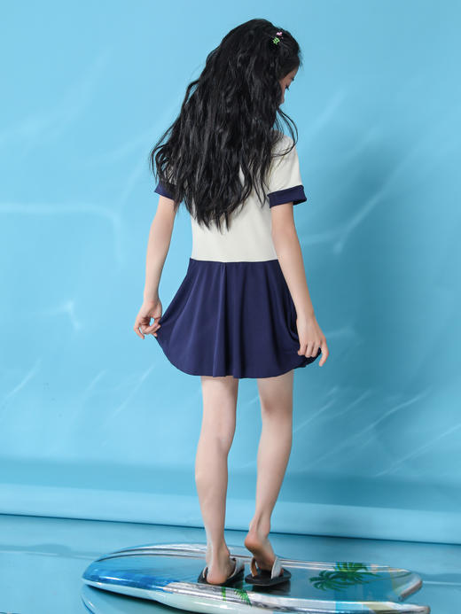 【学院风泳衣，速干保守连体裙~】女童连体泳衣 初中生学院风 速干游泳衣 女孩韩版温泉 保守连体裙泳装-QQ 商品图3