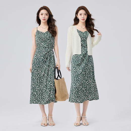 【商场同款】伊芙丽设计感抽褶碎花显瘦吊带连衣裙24秋1F4191351 商品图3