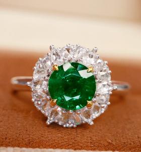 1.1ct刻面祖母绿戒指