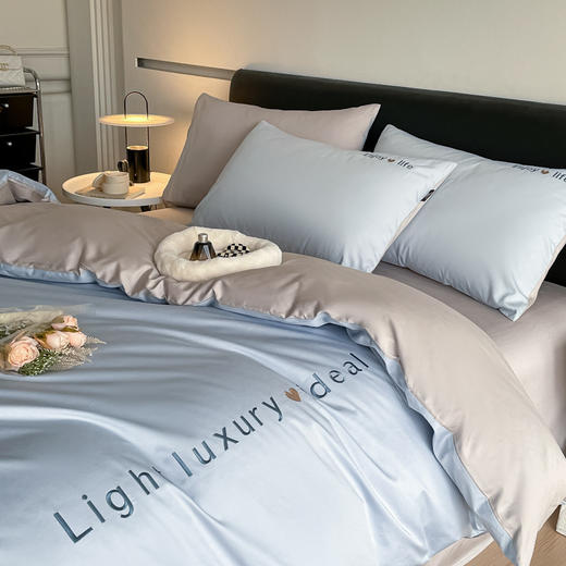 【高支高密】A类母婴级120支长绒棉贡缎四件套高级感纯棉刺绣款床单床笠 商品图7