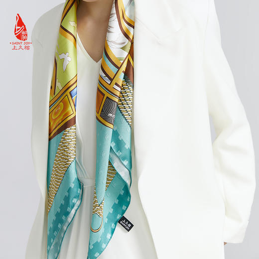 SAINTJOY/上久楷 真丝方巾 一元复始 FJS24016 商品图8
