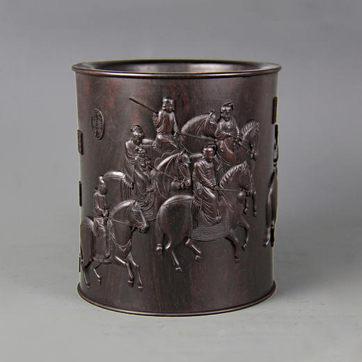 虢国夫人游春图°黑檀大笔筒 商品图0