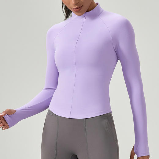 跃牌【欲动春风】系列 女士半拉链瑜伽服长袖立领运动健身上衣52559 商品图3