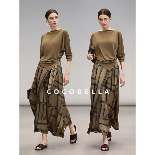 COCOBELLA莱赛尔柔软亲肤蝙蝠袖针织衫一字领T恤打底衫TS3031 商品图2