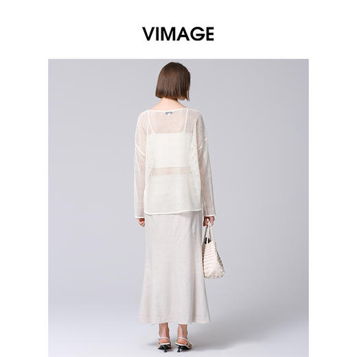 VIMAGE纬漫纪慵懒感时尚垂坠宽松T恤上衣2025春季新款V2313912 商品图4
