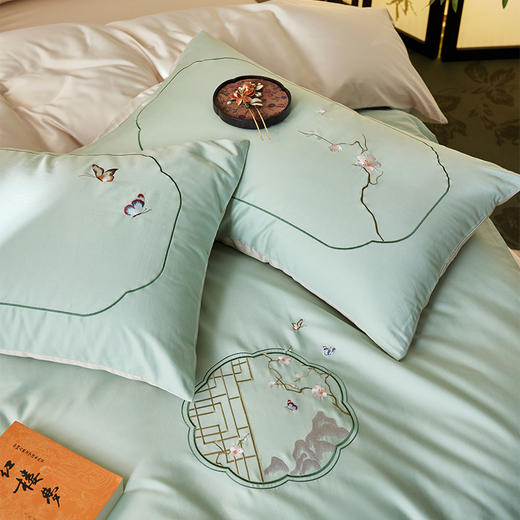 多喜爱 60支全棉轻奢贡缎红楼梦系列套件 四件套 蝶舞花趣 商品图3