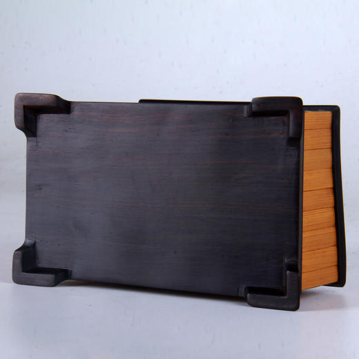 马到成功°黑檀镶碳化竹笔筒 商品图8