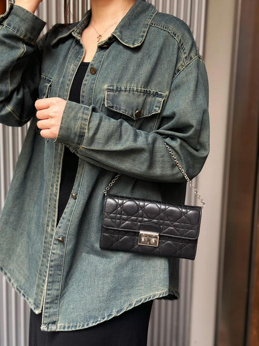 Dior 黑银 羊皮 woc 链条包 商品图2