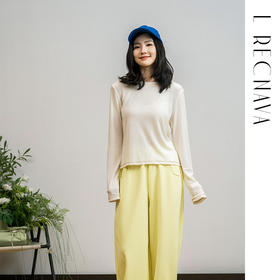 L RECNAVA [羊毛+莱赛尔天丝] 宽松版型圆领长袖 遮肉显瘦单穿内搭打底衫