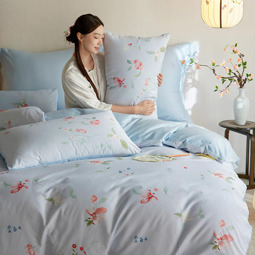 多喜爱 60支全棉轻奢贡缎红楼梦系列套件 四件套 月下棠花 商品图5