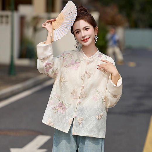 新中式国风刺绣立领，单排扣气质时尚外套HR-YRX9221 商品图0