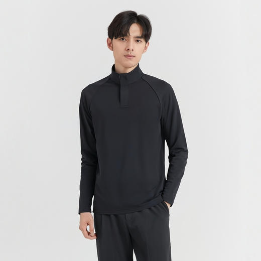 圣得西长袖T恤男2025秋季新款立领半开休闲通勤潮流运动男士上衣 商品图4