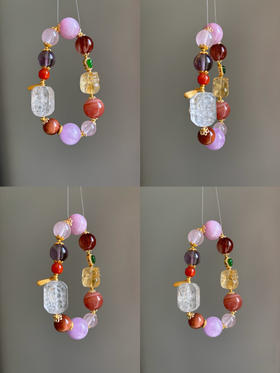 繁花！天然白水晶/紫锂辉/粉晶/红兔毛/南红/紫水晶/黄水晶貔貅