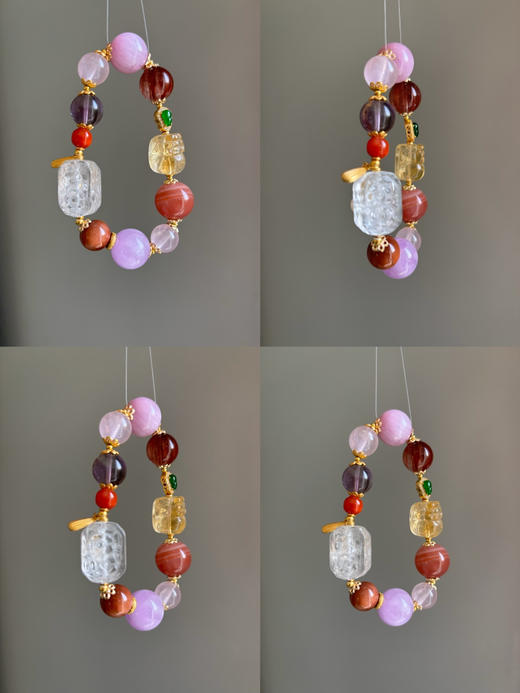 繁花！天然白水晶/紫锂辉/粉晶/红兔毛/南红/紫水晶/黄水晶貔貅 商品图0