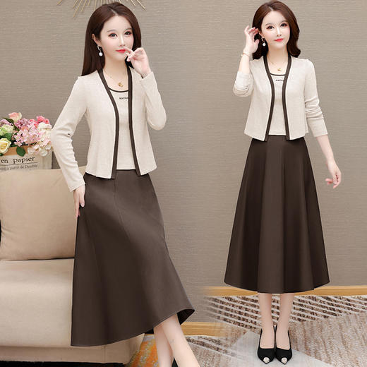 洋气优雅三件套连衣裙，气质修身简约时尚妈妈裙子YX-KSY-XZJ05 商品图1