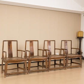 清早期 榉木扇面南官帽椅成堂（一堂四只）