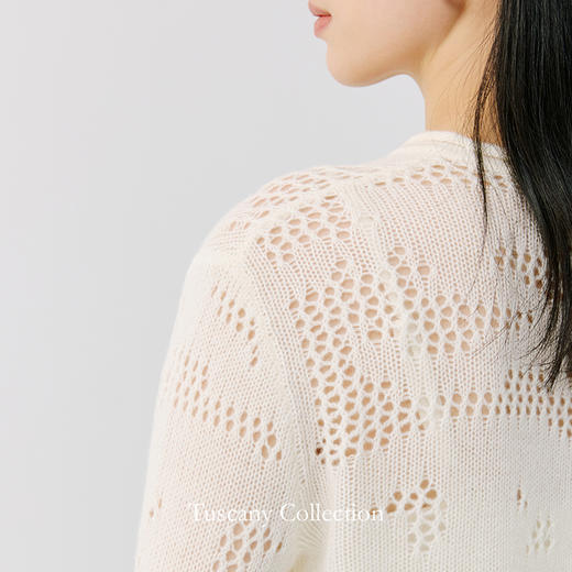东黎 • 托斯卡纳系列—风与形 山羊绒女士镂空圆领套衫 5143 商品图8