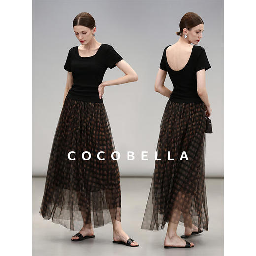 COCOBELLA纯色自带bra圆领短袖T恤夏带胸垫不跑杯上衣TS0061 商品图2