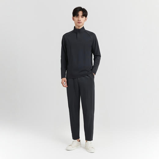 圣得西长袖T恤男2025秋季新款立领半开休闲通勤潮流运动男士上衣 商品图5