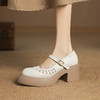 【预售5天】仙女风白色玛丽珍鞋新款春夏季羊皮编织厚底粗跟真皮单鞋女TYMXY&1943 商品缩略图1