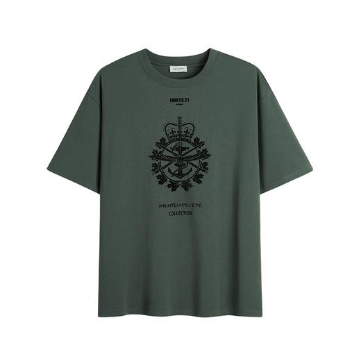 HIM漢崇 男士短袖T恤潮流简约图案植绒印花舒适圆领上衣 2026夏季 商品图4