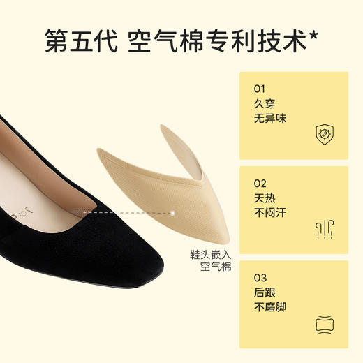 【黑凤梨】7or9 空气棉系列经典方头防滑真皮高跟鞋单鞋 商品图1