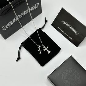 克罗心ChromeHearts定制版！BabyFat双十字架项链男女同款情侣系（XTY）