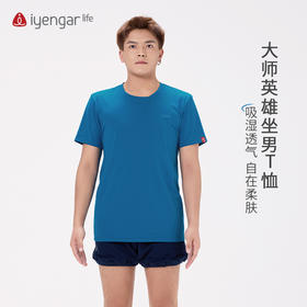 艾扬格 life C3052大师英雄坐男装瑜伽T恤 短袖 不易闷汗  组合印花，大师英雄坐体式传递着自由调息