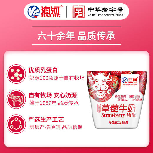 海河牛角包草莓味牛奶220ml*20 商品图2