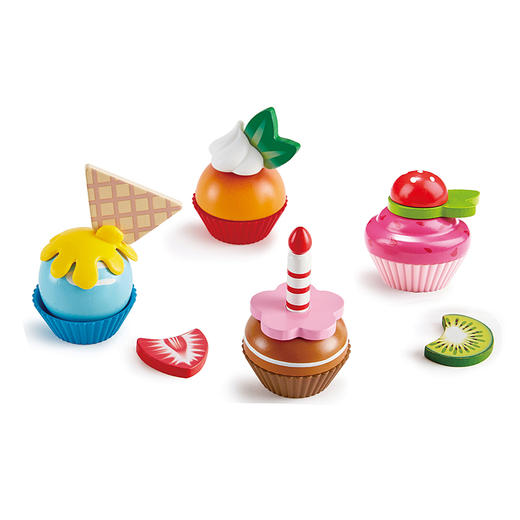 Hape过家家玩具 男孩女孩切切乐玩具小孩儿童礼物厨房做饭早教 E3157缤纷纸杯蛋糕 商品图3