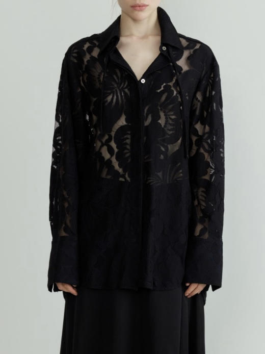DONSEE10｜DS10SS2515-E 黑色蕾丝镂空衬衫 商品图5